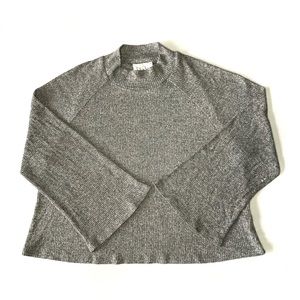 Sage & Sadie Gray Ribbed Knit Turtleneck Sweater Top w/ Bell Sleeves